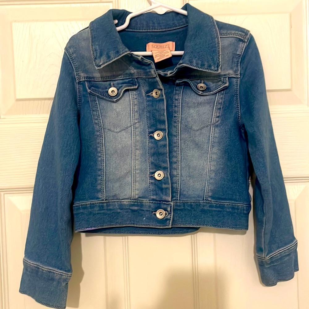 SQUEEZE Brand Girls Stretch Button Up Denim Jean Jacket - Size 6/6X